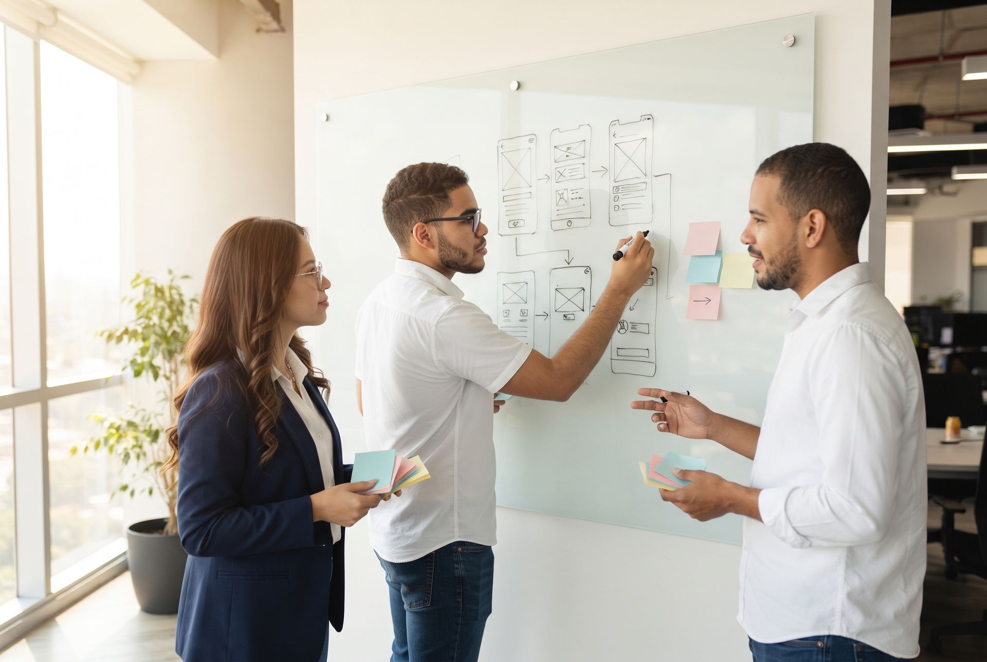 Sesión de diseño de producto con un emprendedor